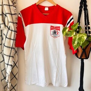 Vintage 80s Budweiser Olympics Ringer Baseball Tee